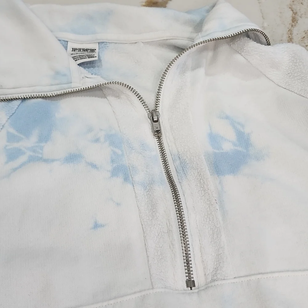 VS Pink Blue Tie Dyed 1/4 Zip Sweatshirt. Size XS. - Picture 3 of 8